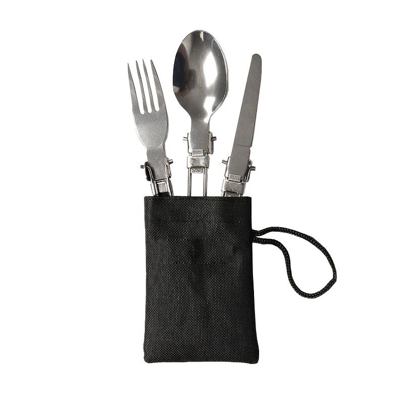 Camping Cutlery, 3 in 1 Folding Knife Fork Spoon Stainless Steel Portable Ultralight 3-Piece Outdoor Picnic Travel Kit