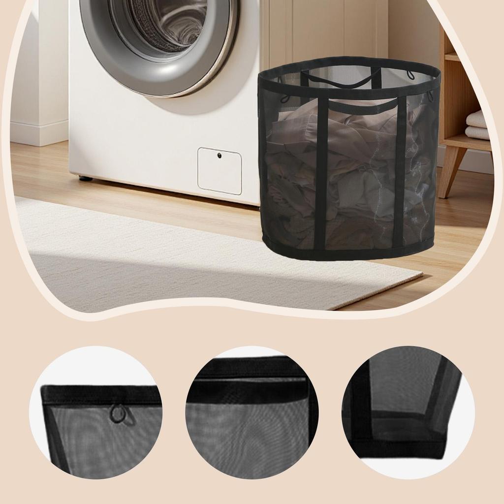 Mesh Laundry Basket Portable Multifunctional Space Saving Foldable Laundry Bag for Clothes Bed Sheets Toys Towels Apartment