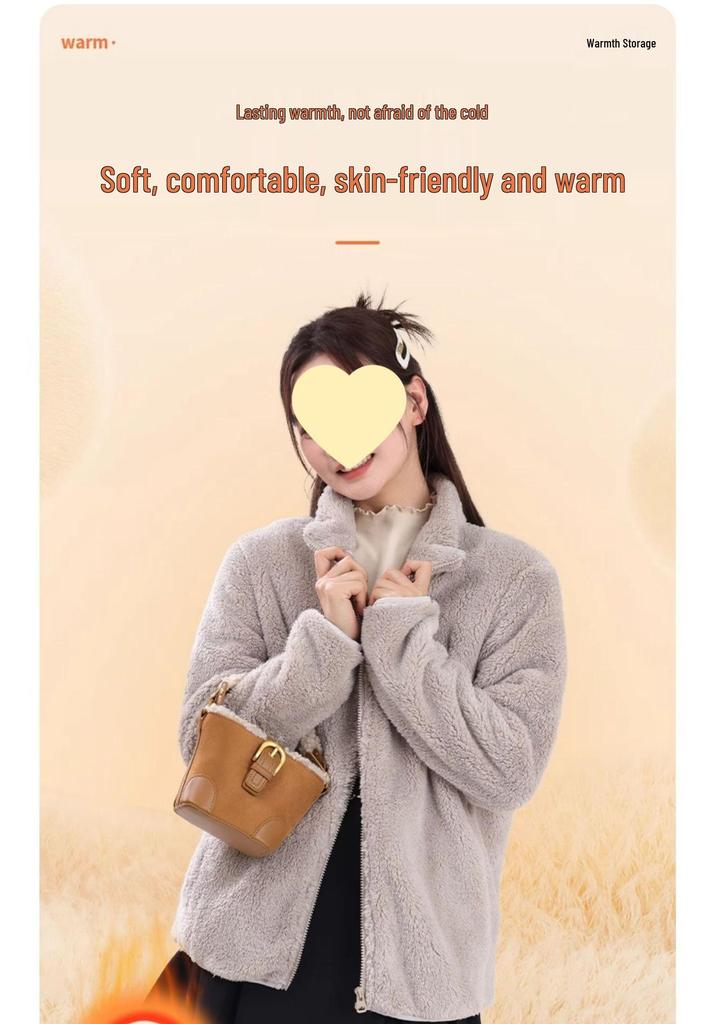 Women's Double-Sided Fleece Jacket - 2024 New Autumn/Winter Gray Stand-Up Collar Coat