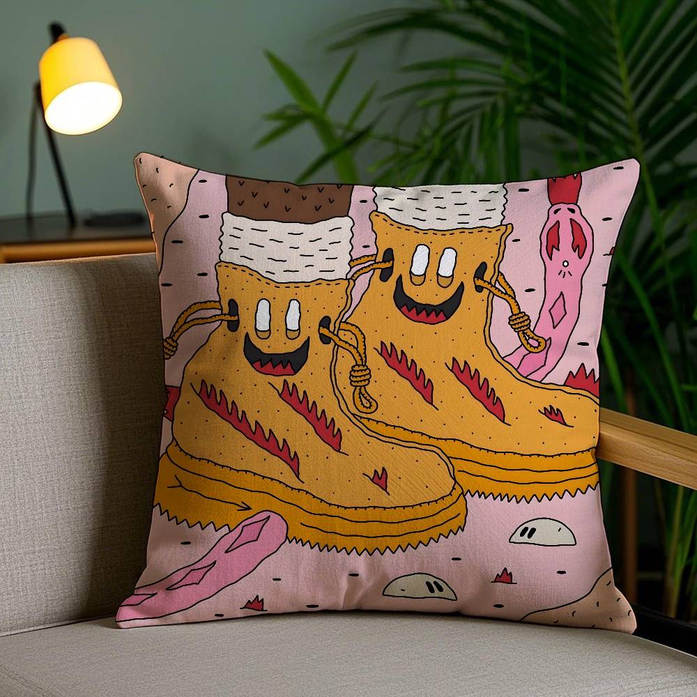 Fantasy Creative Shoes illustration Pillow Case Anti-dustmite Pillowcase Invisible zipper silky short plush Sofa cushion cover