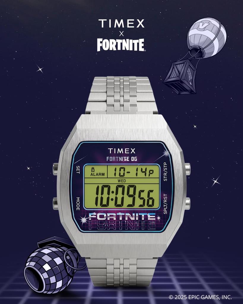 TIMEX Timex x Fortnite Digital 3 ATM Water Digital Unisex (Timex) Watch, Resistant, Plastic, Dial, TW2Y46100, [Used]
