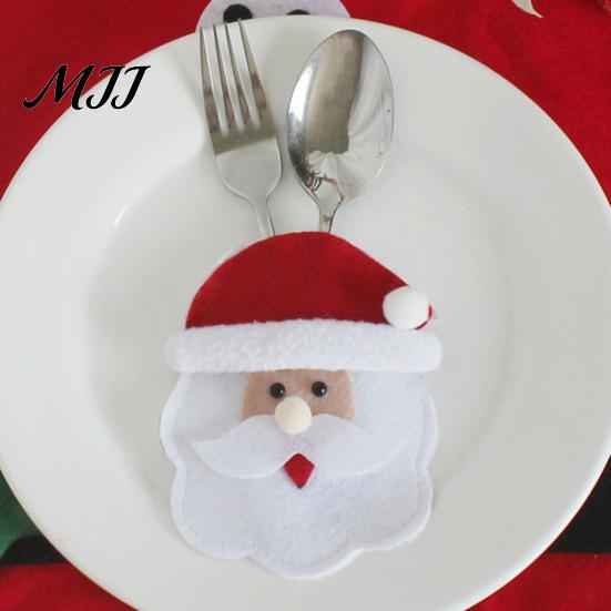 Christmas Dinner Table Setup Cutlery Holder Pockets, Non-woven Fabric Pouch Bags for Spoon Knife Holders Fork, Santa Snowman Reindeer Tableware