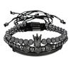 Fashion versatile micro-inlaid 11 1mm diamond ball braided high crown 1 diamond double row diamond crescent bracelet bracelet set