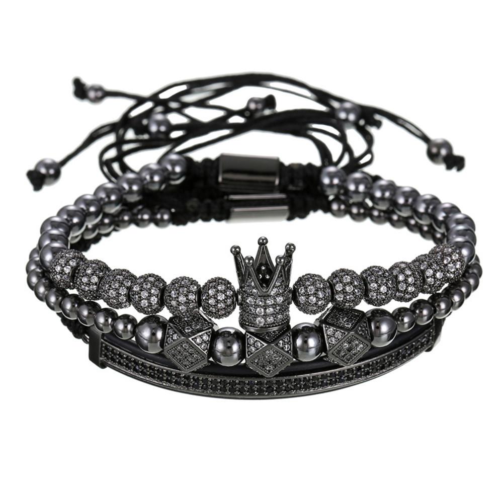 Fashion versatile micro-inlaid 11 1mm diamond ball braided high crown 1 diamond double row diamond crescent bracelet bracelet set