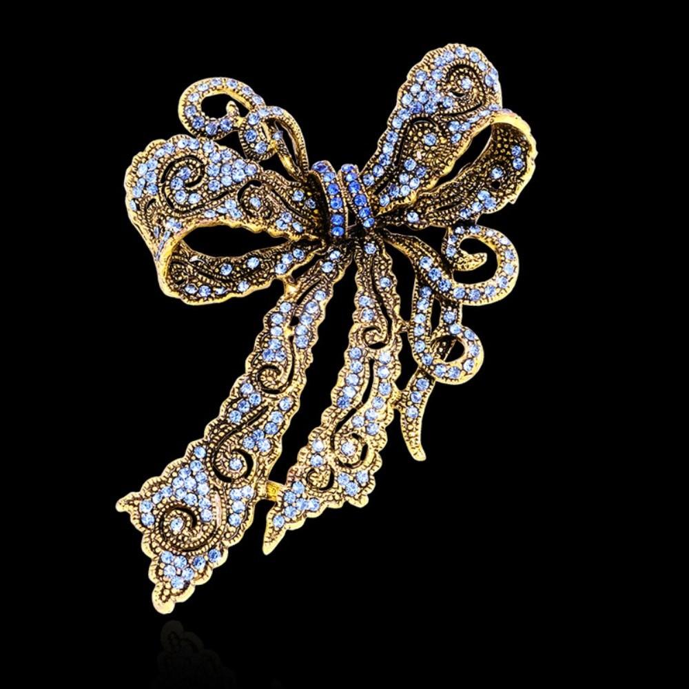 Luxury Rhinestone Bow Brooch Exquisite Bowknot Pin Fashion Corsage Decoration  Gift Giving
