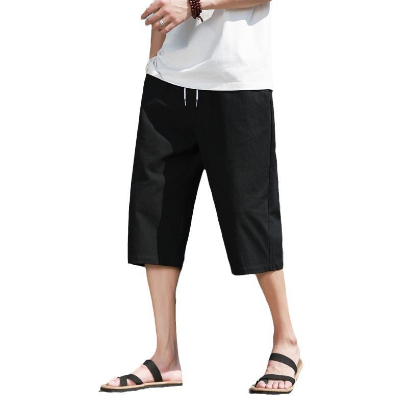 Summer Casual Linen Short Pants New Cotton Straight Mens Lightweight Shorts Large Solid Color Gym Fifth Beach Short Pants