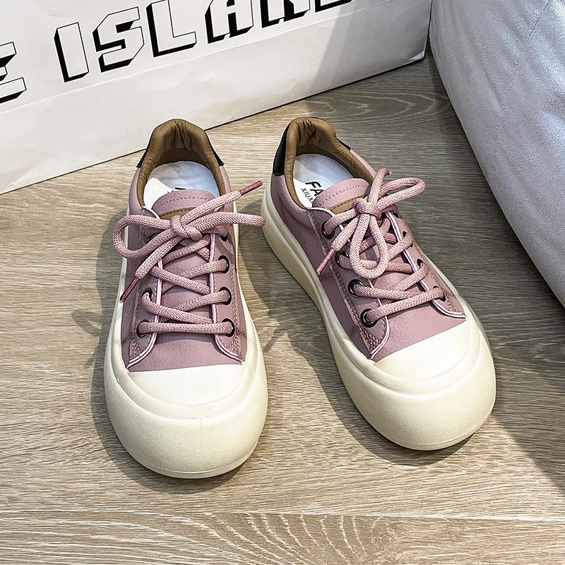 

2025 summer new flat-bottomed casual sports shoes platform-soled bread little white shoes women s niche versatile board casual trendy shoes 40