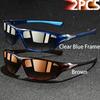 2 Pieces Fashion Vintage Sports Sunglasses Men Women Fishing Running Cycling  Sport Man Sun Glasses Anti-Glare UV400 Eyewear
