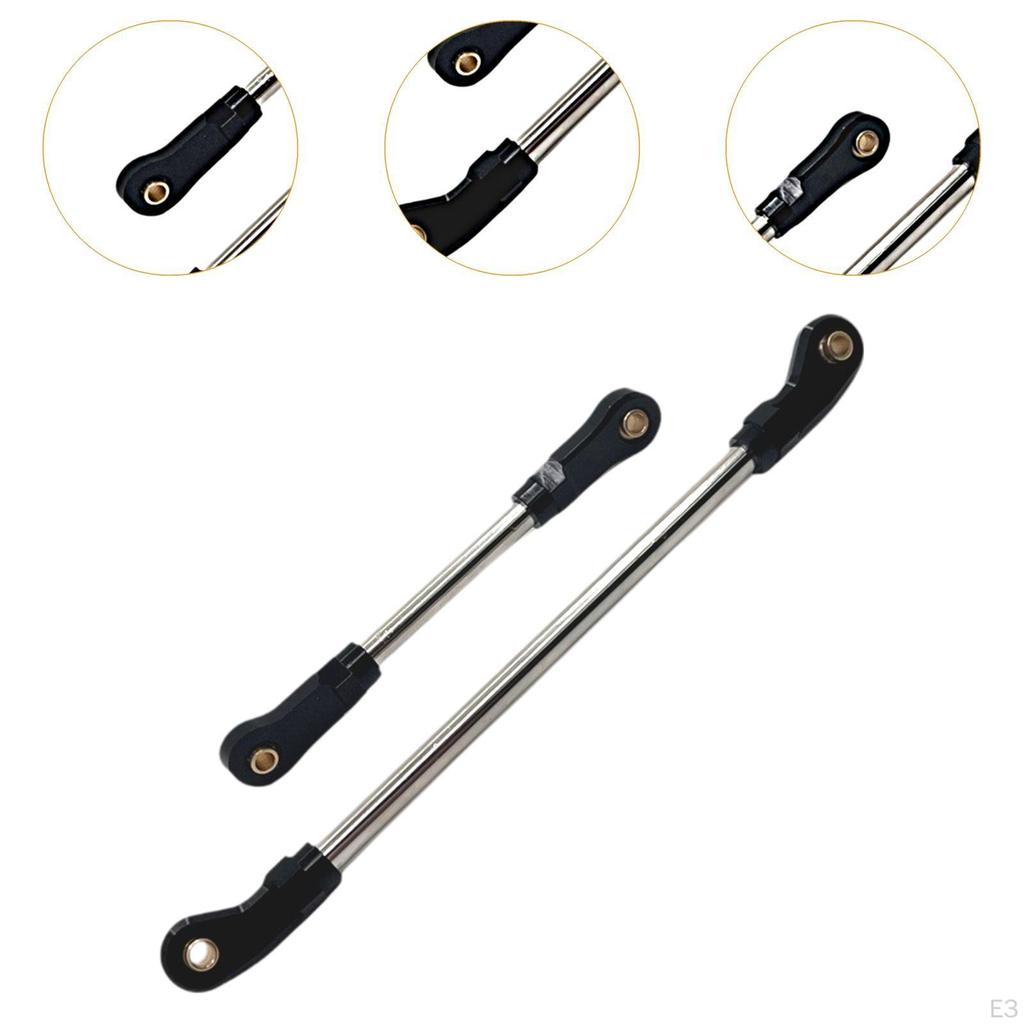 2 Pieces 1/10 Steering Servo Link Adjustable Metal Components for 104026 104006 RC Car