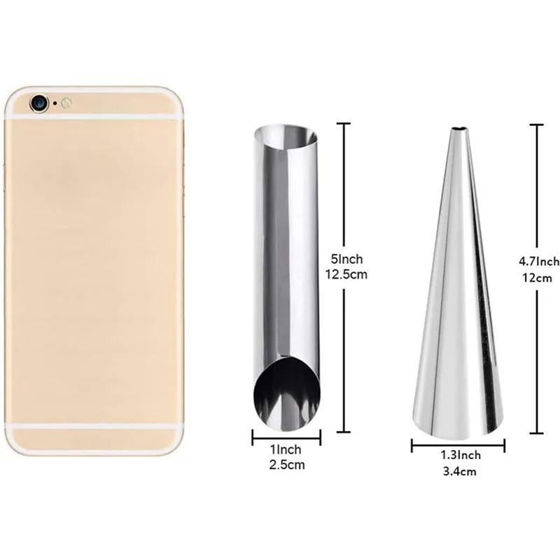 5/10Pcs Kitchen Stainless Steel Baking Cones Horn Pastry Roll Cake Mold Spiral Baked Croissants Tubes Cookie Dessert Tool