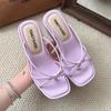 Korean Version of Lady Wind Outside Wearing Beach Cool Slippers 2025 New Summer Straps Flat Bottom with Skirt Roman Cool