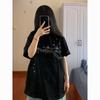 Y2K Aesthetic Oversized T-Shirt for Women Star Print Irregular Line Graphic Tees Casual Loose Short Sleeve Top