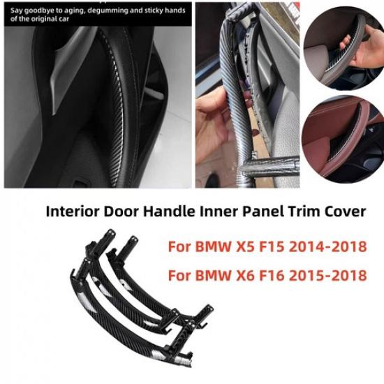 LH & RH Interior Door Pull Handle Trim Cover Set For BMW X5 X6 F15 F16 2014-2018