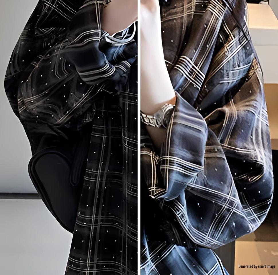 Karohemd mit Strasssteinen verziert: Modischer lockerer Damen-Strickjacke mit langen Ärmeln für Frühling und Herbst.