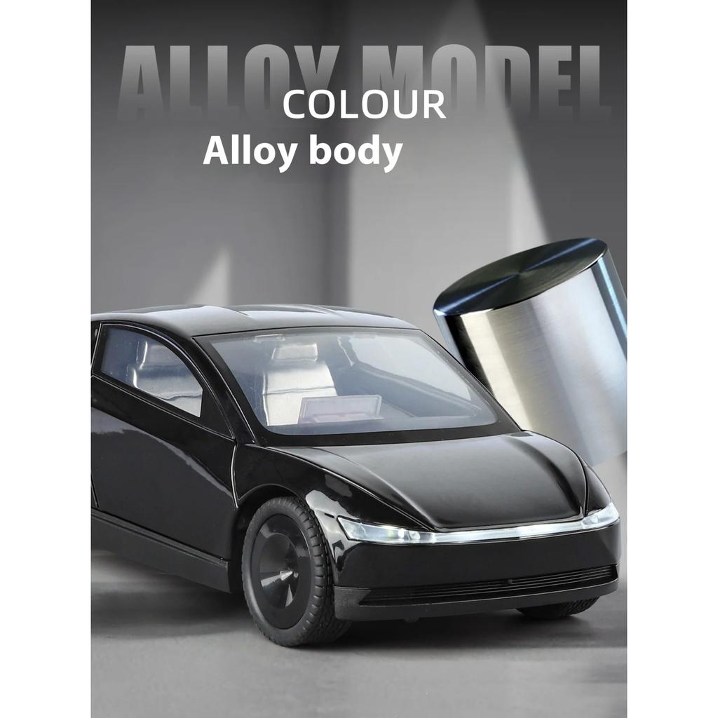 1/24 Cool Tesla Robotaxi Alloy Model, Cool Sound and Light, Exquisite Desktop Ornaments, The Best Collection for Car Model Enthusiasts