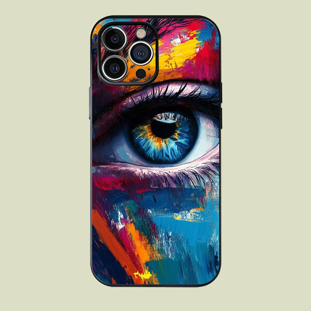 Colorful eyes Silicone Soft Phone Case For iPhone17,16,15,14,13,12,11 Pro Max Plus mini XS XR SE Cover