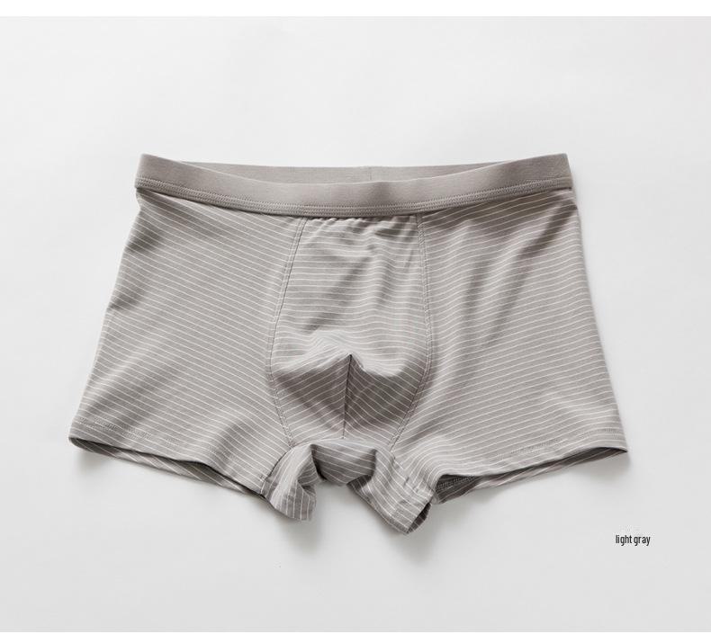 

Мужские полосатые трусы-боксеры из модала и хлопка в корейском стиле - простые, со средней посадкой, большой размер 3XL (for 80-90 kg) светло-серый