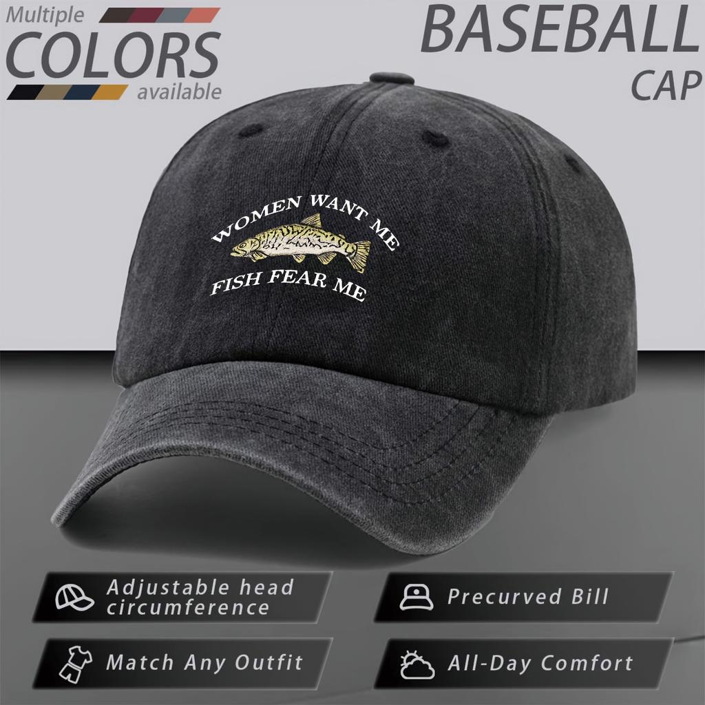Women Unisex Adjustable Baseball Cap with Trout Fish Print Women WANT ME Snapback Trucker Hat Suitable for Outdoor Fishin