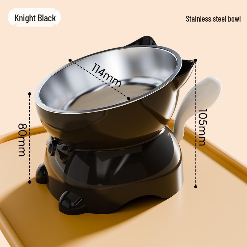 High-Foot Cat Bowl: Non-Slip, Anti-Tip, Slanted Design for Pet Neck Protection.