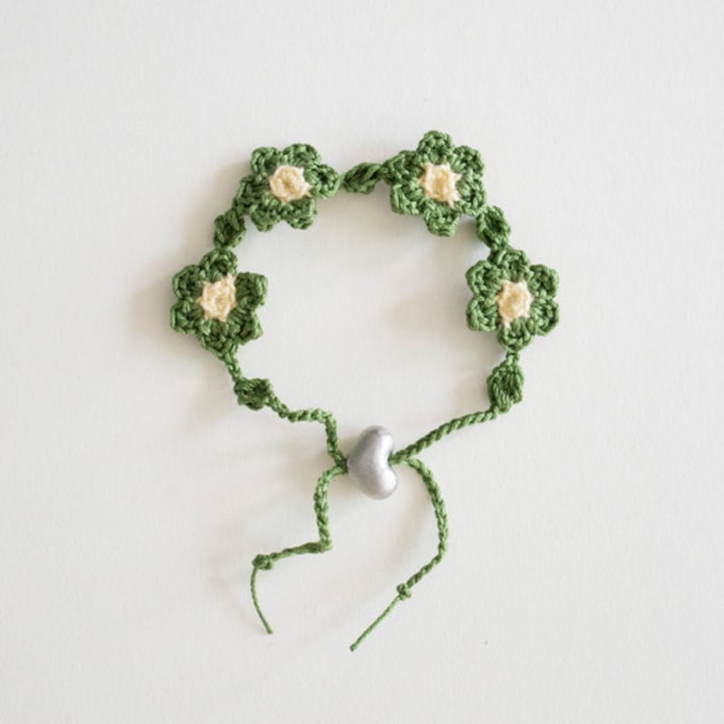 MERRYMOTIVE Green Flower Hand Crochet Bracelet