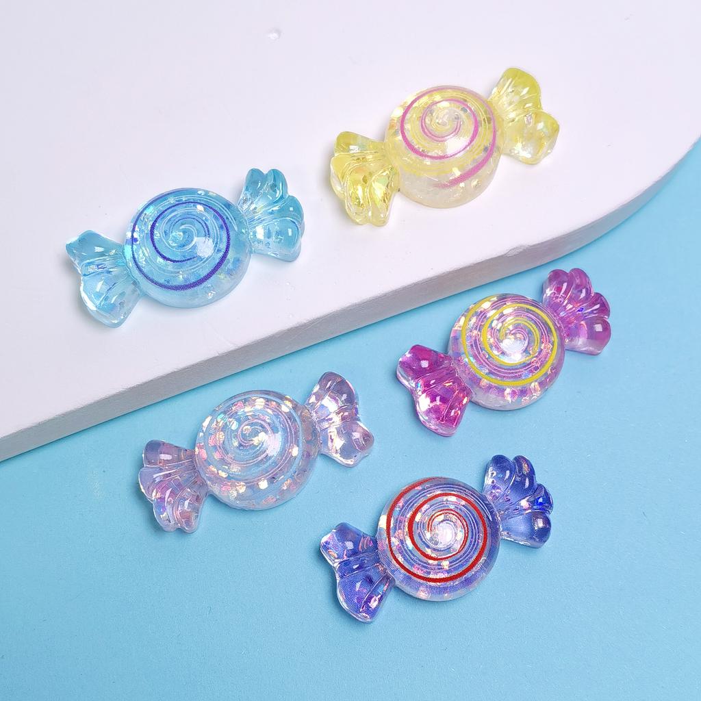 100pcs Transparent Kawaii Simulation Candy Resin Cabochon Mini Food Flatbacks DIY Embellishments for Doll House Decoration