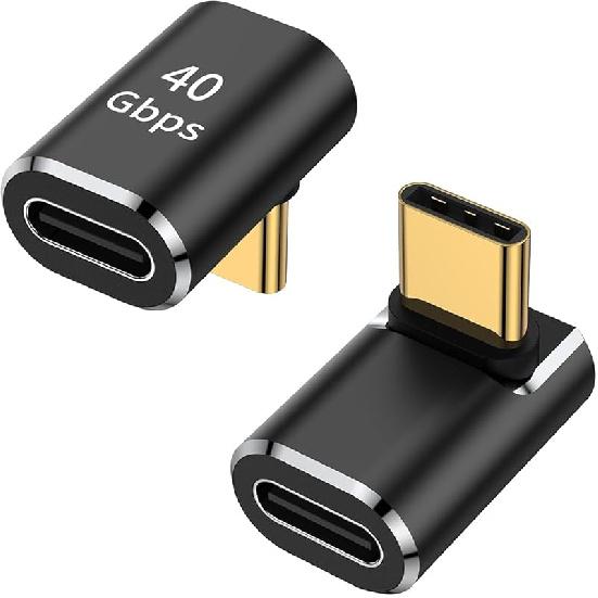 AuviPal USB C 90 Degree Adapter (2 Pack), Up and Down Right Angle L Shape USB Type C Male to Female Connector for Steam Deck, ROG Ally, MacBook,