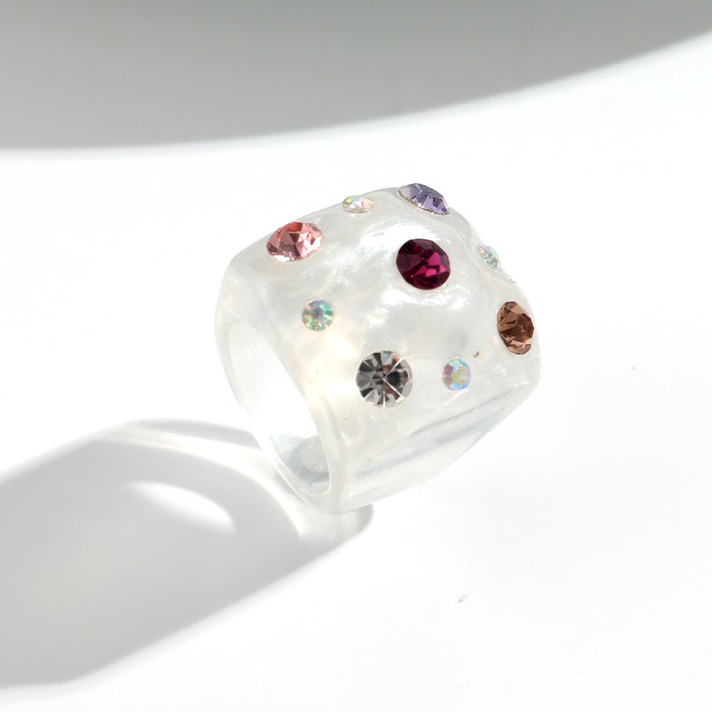 New Sweet Colorful Chunky Acrylic Finger Rings for Women Girl Trendy Resin Crystal Square Stackable Ring Minimalist Jewelry Gift