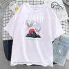Tokyo Crane Japan Harajuku Print Unisexs Tshirt Hip Hop Loose Tshirts Crewneck Tshirt 100 Cotton Oversize Clothing Unisex