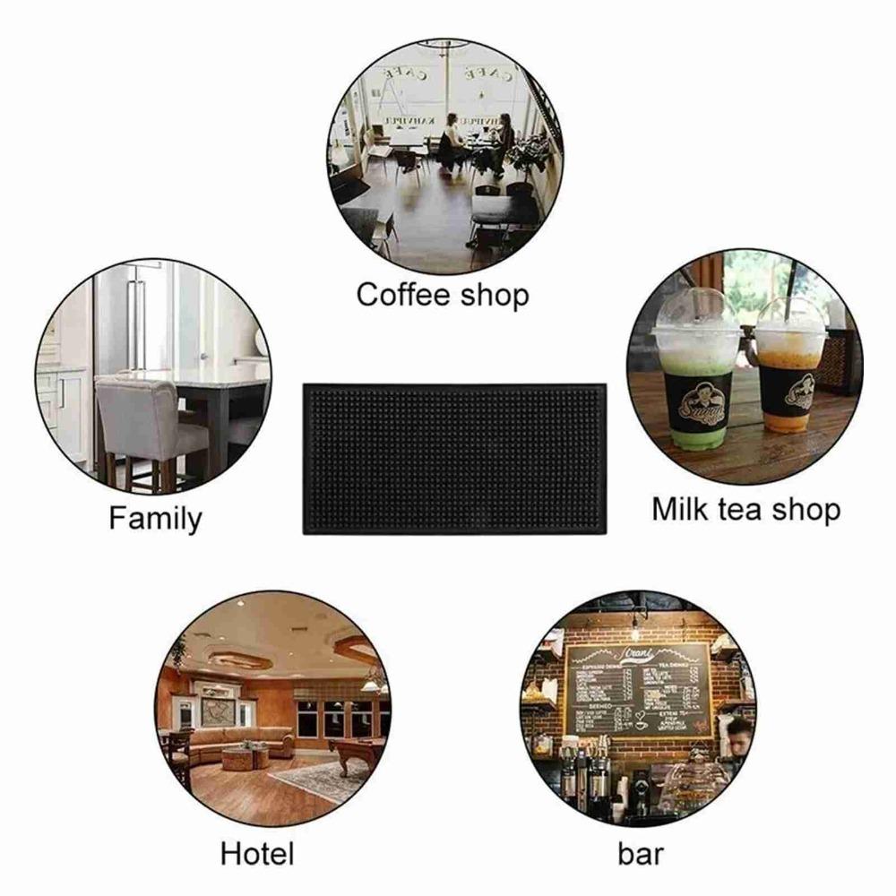 2pcs Heat Resistant Draining Placemat Black Heat Insulation Pad Professional Bar Service Mat Bar