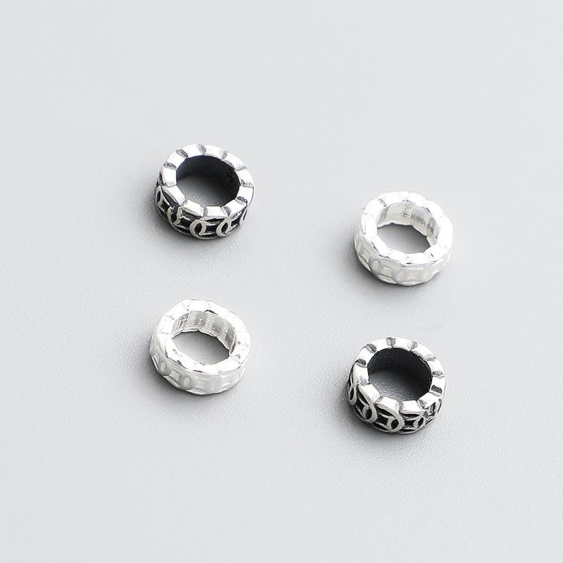 S925 Sterlingsilver Vintage Pengahjul Kopparmynt Mellanpärlor för DIY Flätade Armband