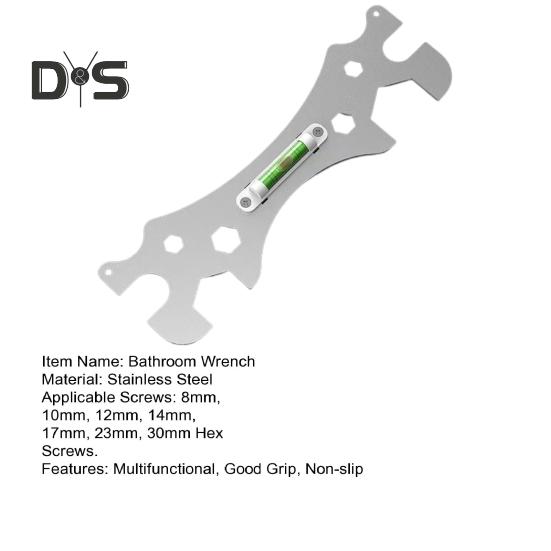 Bathroom Repair Key Multi-Purpose Shower Key Tool Repair Faucet Wrench for 8mm/10mm/12mm/14mm/17mm/23mm/24mm Hex Screws