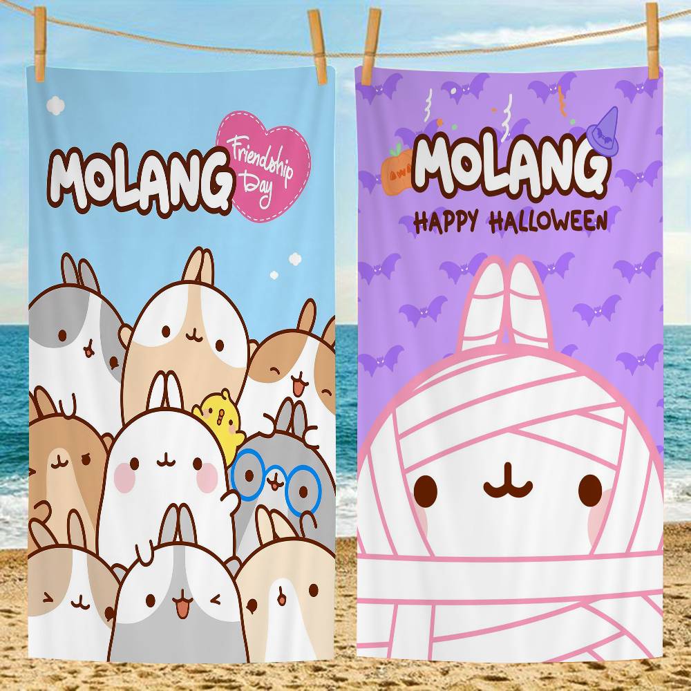 Cute M-molangs Microfiber Printed Beach Towel Mountain Climbing Yoga Beach Swimming Running Absorbent Soft Towel