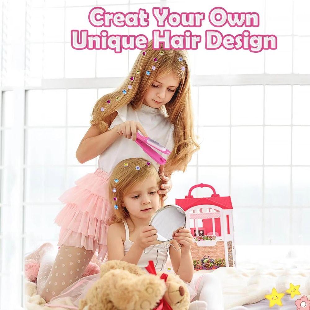 Reusable Hair Gem Stamper Shining  Kids Hair Styling Tool Girls Hair Jewels  Girls Toys