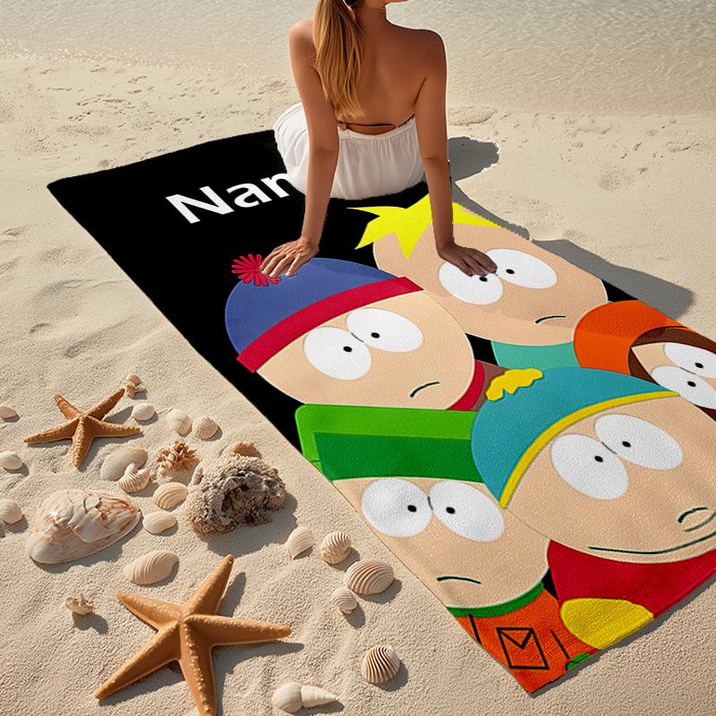 Custom Name Ultra-Soft Beach Towel with South Park Theme,Ideal for Pool - Camping, Diving - Perfect Travel Essential, Vibrant Beach Towel.