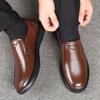 Men's Leather Shoes Office Round Toe Thick Sole Black Male Casual Loafers Shoe Platform Designer Adults Fashion 2025 Social Pu