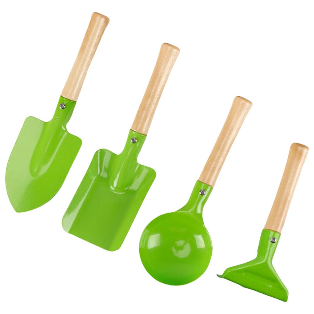 4Pieces Children Garden Tool Shovel Set For Sand And Beach Play Metal Shovel Set with Wood Handle for Sand Playing