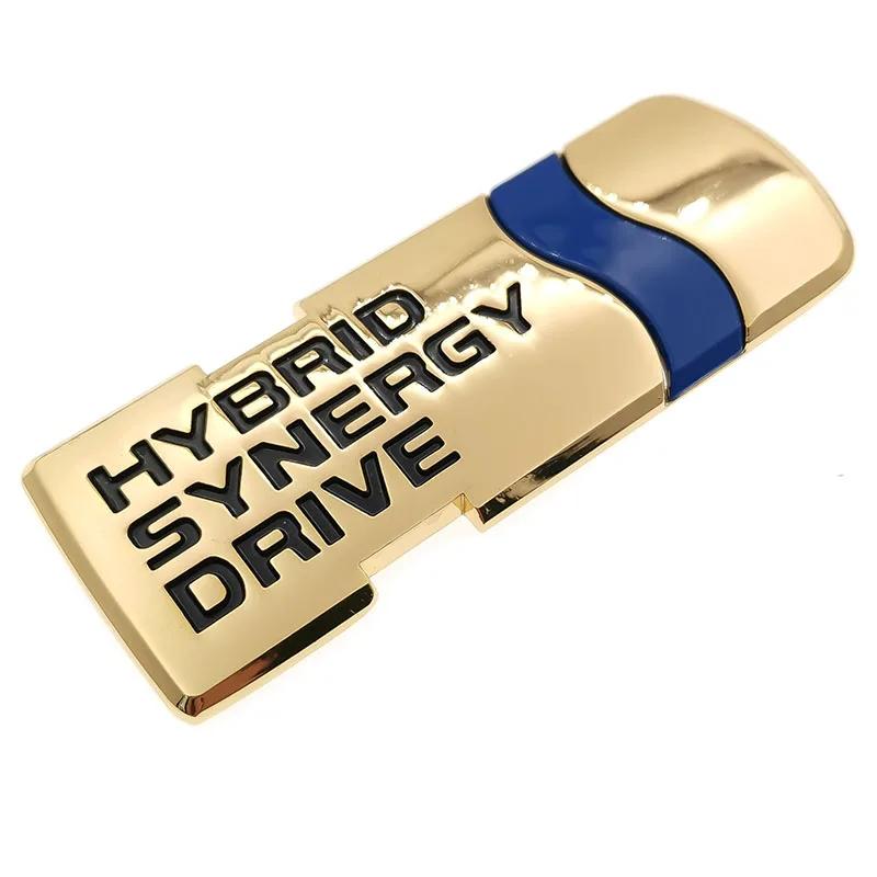 RE021Pcs 3D Car Styling Hybrid Synergy Drive Metal Car Stickers Emblem Auto Badge Decal For Toyota Prius Camry Crown Auris Rav4s Car