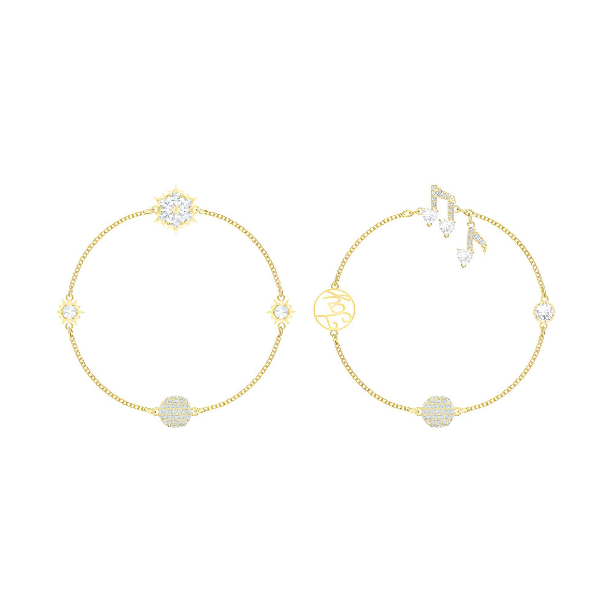 Swarovski Remix Collection Musical Note Crystal Stacking Double Bracelet Set Women bracelets Gold 5512383 Box (Random Color),M