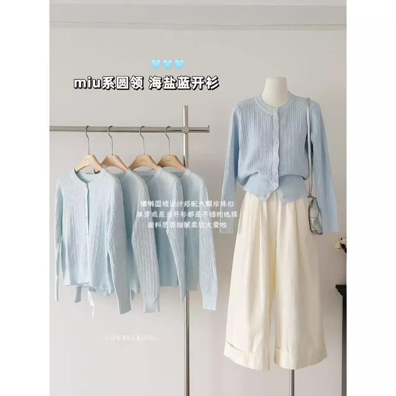 Autumn new age-reducing temperament round neck twist knitted cardigan women's loose and thin versatile sweater