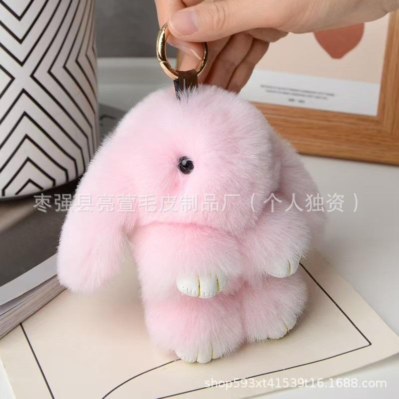 New Style 15cm Women's Rabbit Fur Keychain Bag Car Pendant Jewelry Decoration Fashionable Accessory for Bags and Gifts