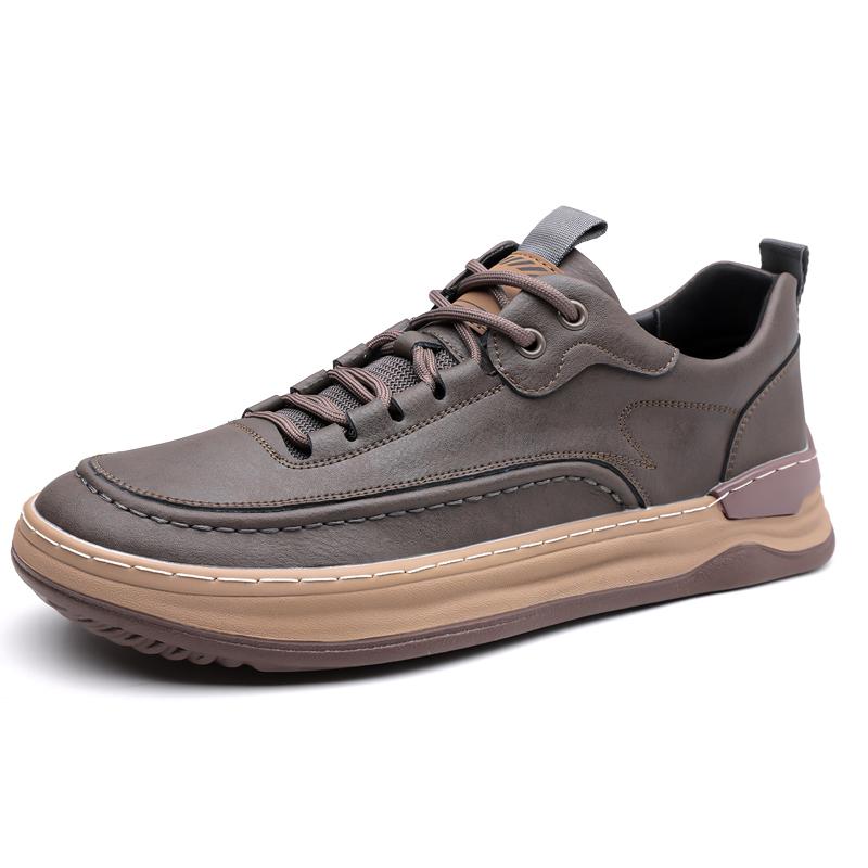 Fashion Non-Slip Basic Shoes for Men Outdoor Casual Leather Shoes British Style Male Treking Footwear Hot Sale Trainers Travel Sneakers