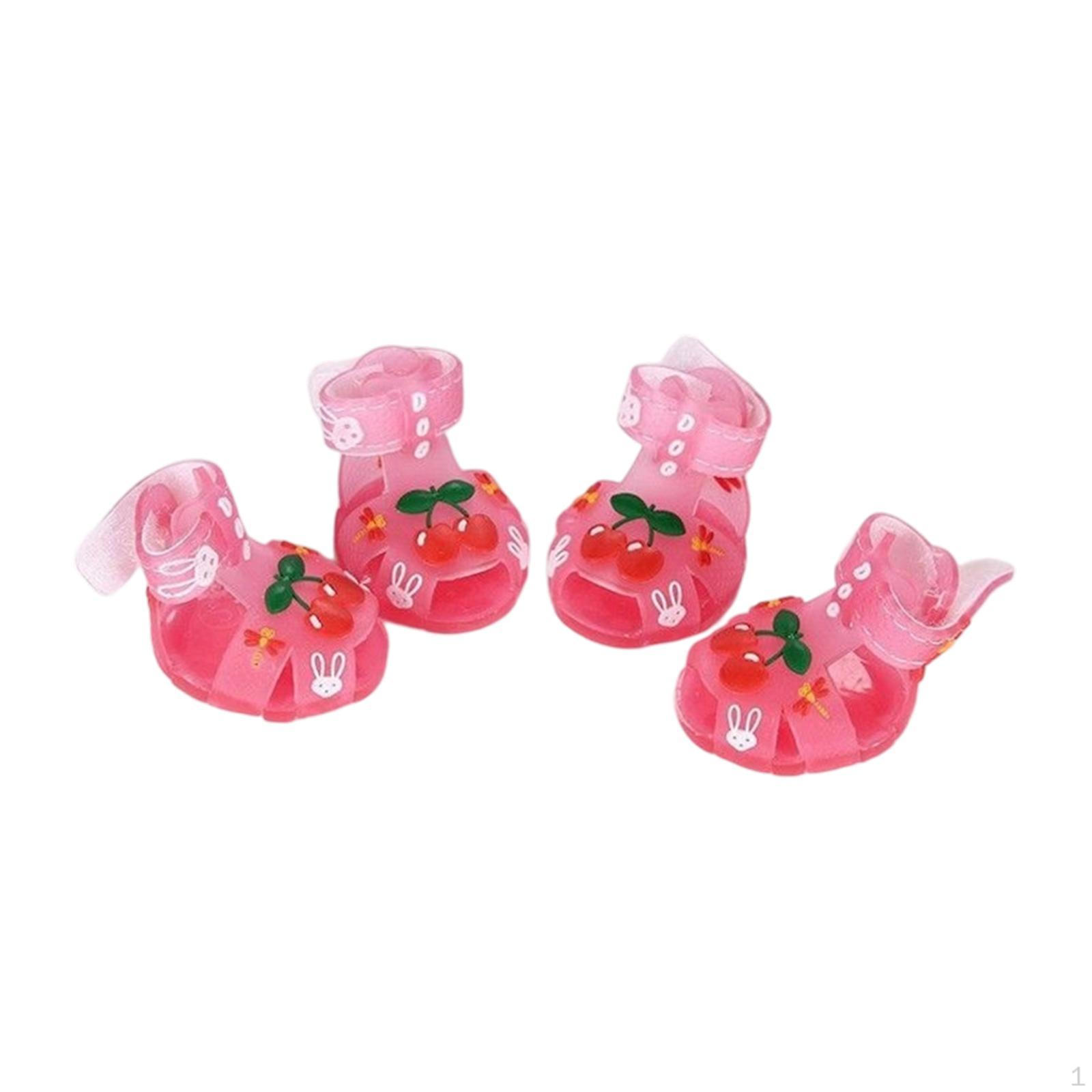 

4 Сандалии, Обувь для собак, Ботиночки, Нескользящие ботинки для домашних животных для использования в помещении, Защита лап щенка для прогулок розовый