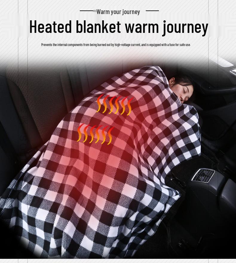 Car Heated Blanket 12V Fashion Plaid, High/Low Settings, Electric Blanket 