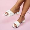2025 Women Summer New Chunky Heel Slippers Fashion Pleated Square Toe Women Sandals Casual Elegant Ladies Sandals