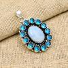 Owyhee Opal, Blue Topaz Gemstone 925 Sterling Silver Jewelry Handmade Pendant For Wedding Gift
