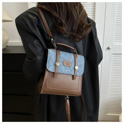Retro Small Backpack Women's Shoulder Bag Summer New Trendy Fashion Student Multi Functional Shoulder Bag Handheld Backpack