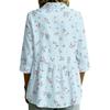 Damen Knopfleiste Hemd Vintage Blumenmuster Dreiviertelärm Lockerer Schnitt Bluse mit Kragen Lässig Leichtes Oberteil
