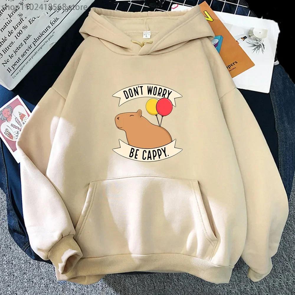 Cartoon Animals Capybara Hoodie Don't Worry Be Cappy Letter Print Sweatshirt Unisex Fashion Hoodies Funny Graphic Tops