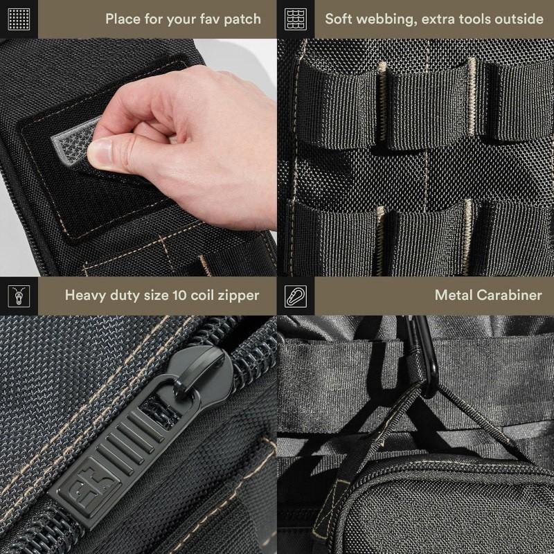 Heavy-Duty Portable Tool Organizer Bag With Zipper Handle Electricians Mechanics Home Use