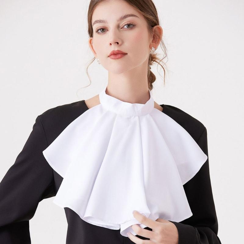 Elegant Pleated Collar Detachable Layered Neck Accessory For Women Men Kids Comfortable Polyester Fashion